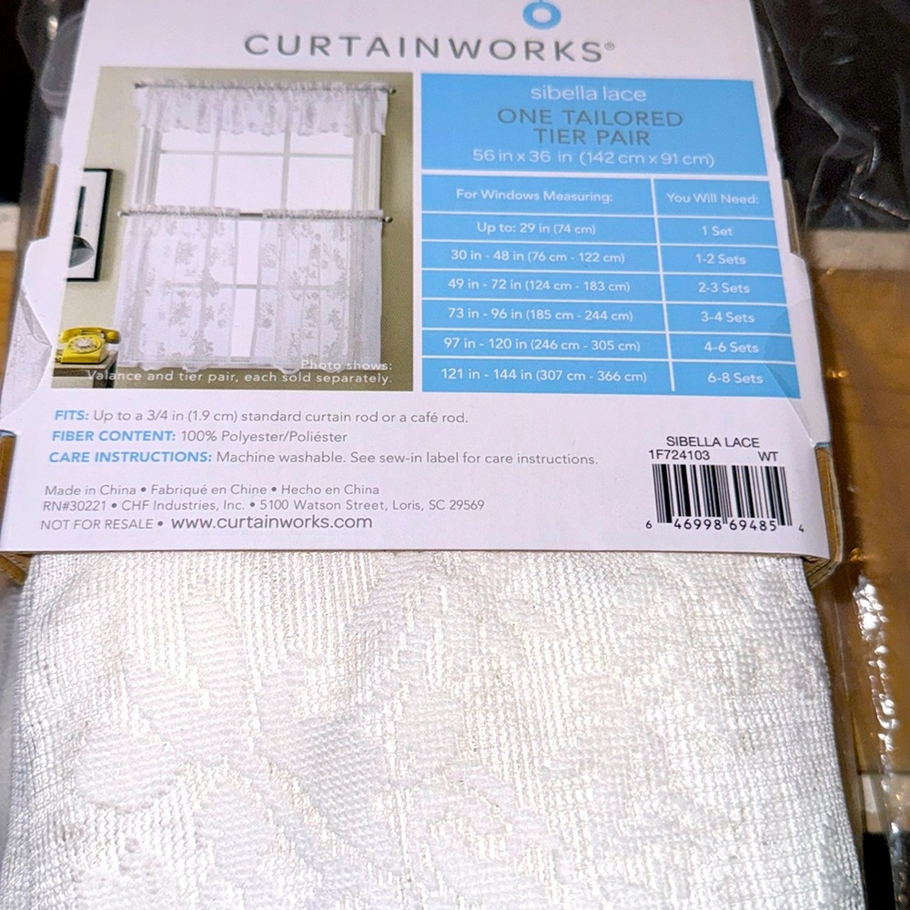 So Ella Lace 56x36 Tier Curtains